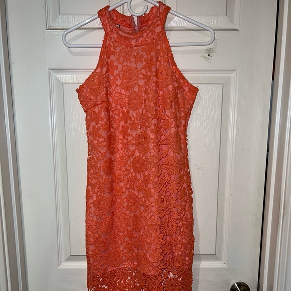 JNZZI Dresses & Skirts - JNZZI 🍊 Orange Lace sleeveless dress. Size XS